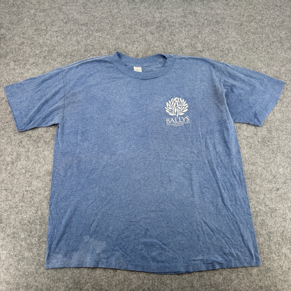 Sportswear T Shirt Mens XL Ballys Casino Atlantic City Blue Single Stitch EUC